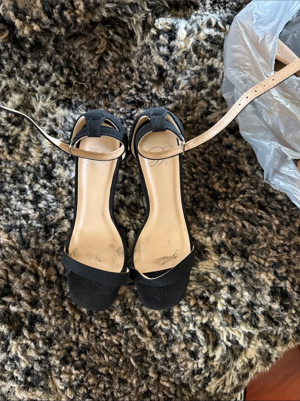 Source Unknown Black Open-Toe Ankle-Strap Heels